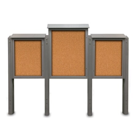United Visual Products Sliding Door Indoor Enclosed Corkboard, 7 UV9027ACSH-SATIN-FORBO